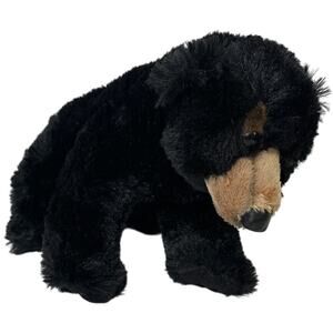 Vintage Aurora Black Bear 12" Plush Laying Down Stuffed Animal Nov 2017
